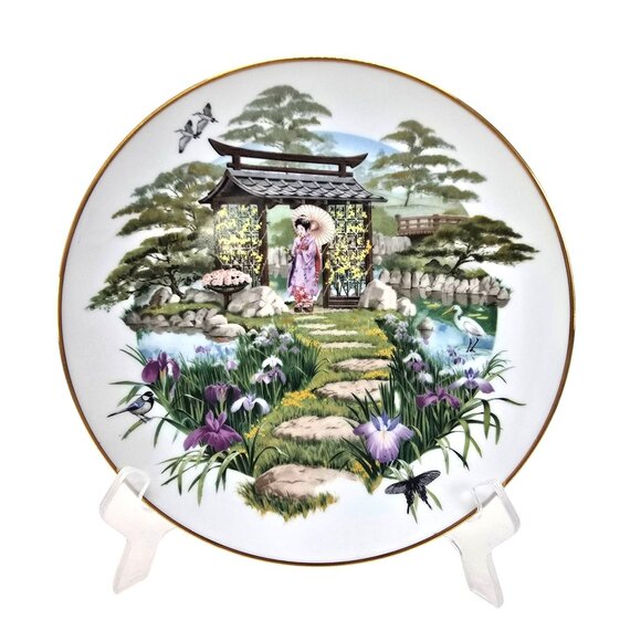 Kyoto Imperial Porcelain Iris Pond Decorative Plate Hidden Views Of Japan JE342 - Picture 1 of 4
